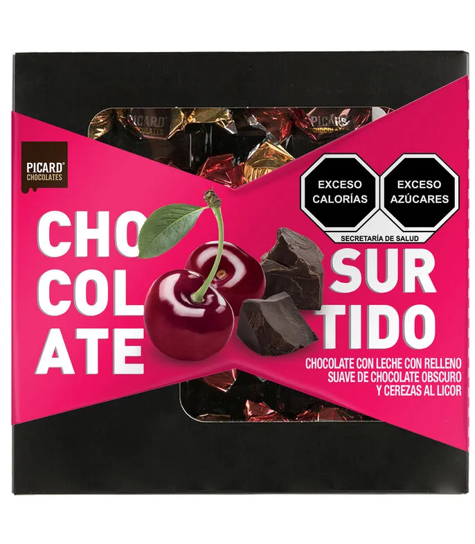 Estuche chocolate surtido Relleno de Cerezas al licor Picard 90 Gr.