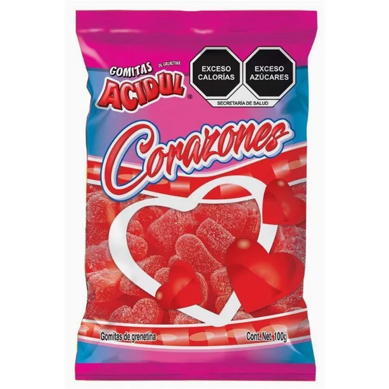 Acidul gomitas Corazón Rojo Grande 1 Kg