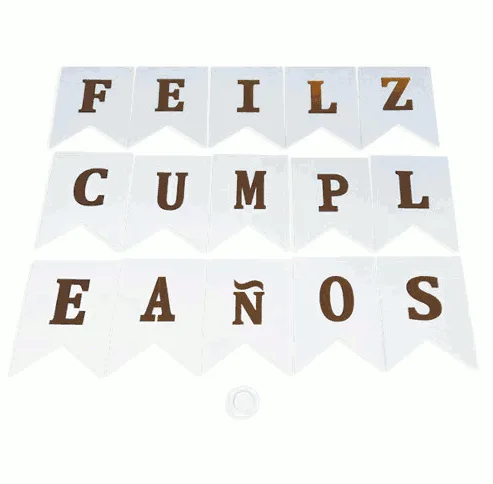 Banderín Feliz Cumpleaños Blanco