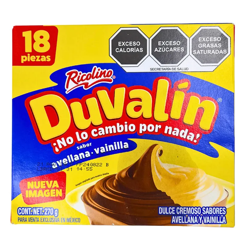 Barcel Duvalin AVELLANA-VAINILLA paquete con 18 piezas