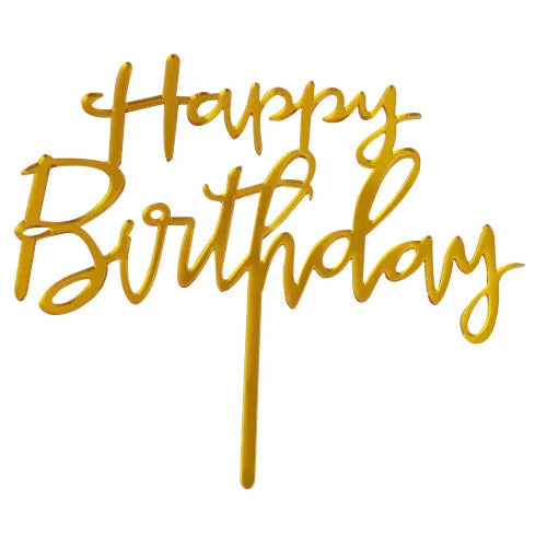 Cake Topper Happy Birthday DORADO