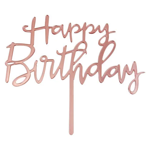 Cake Topper Happy Birthday Rose Gold