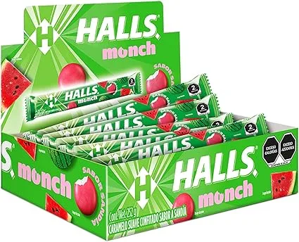 Caramelo Suave Halls Monch Sandia Paquete con 15pzs Adams