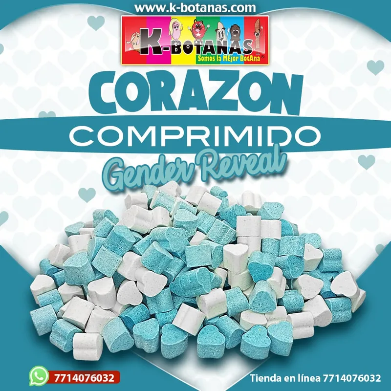 Corazón Perfumado Azul Revelación De Genero 1 KG