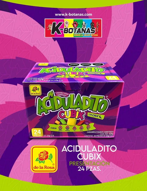 DE LA ROSA ACIDULADITO CON CHILE CUBIX 24 PZAS