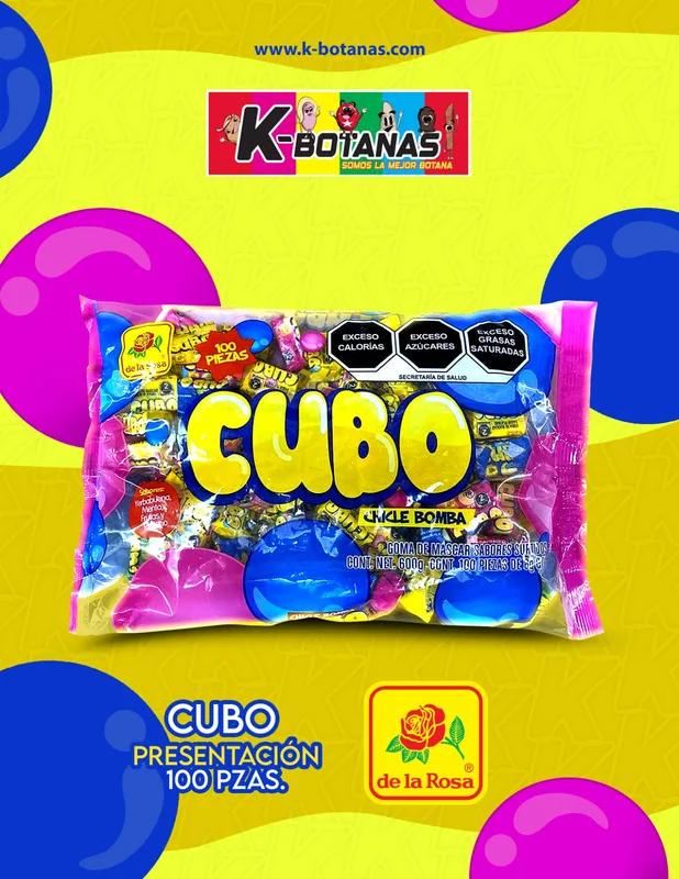 DE LA ROSA CUBO CHICLE BOMBA 100 PZAS