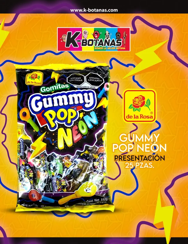 DE LA ROSA GUMMY POP NEON 25 PZAS