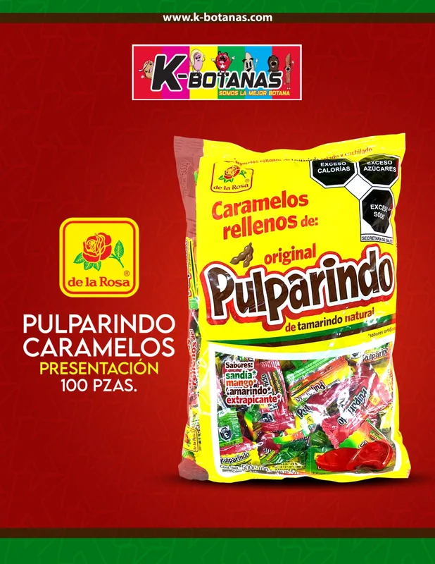 DE LA ROSA PULPARINDO CARAMELOS 100 PZAS