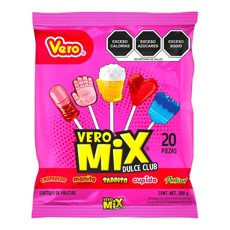 Dulces Vero paletas Mix Dulce Club bolsa con 20 pieza