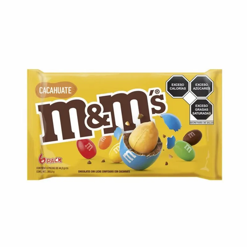Effem Mars chocolate M&M´s AMARILLO Cacahuate paquete con 6 sobres