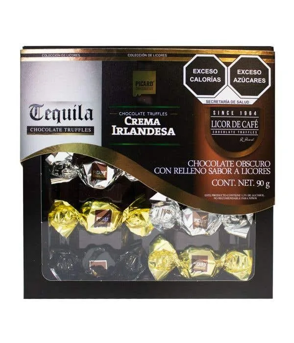 Estuche Chocolate Obscuro con Relleno de Licores Picard 90gr .