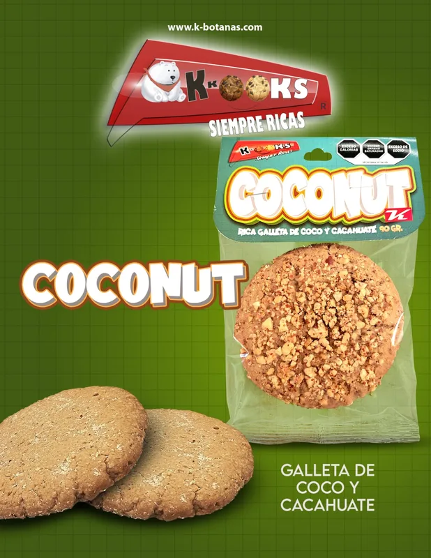 Galleta KKOOKS Coconuts 90g – Cacahuate y Coco Tostado XL