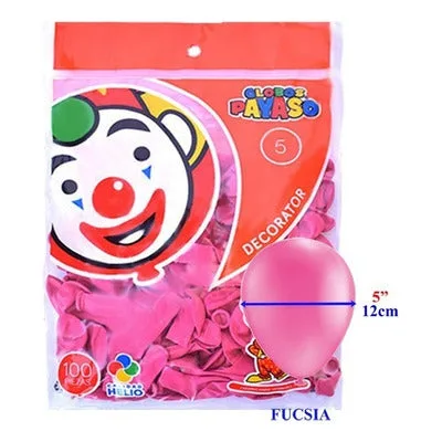 Globo Payaso #7 ROSA FUCSIA bolsa con 100