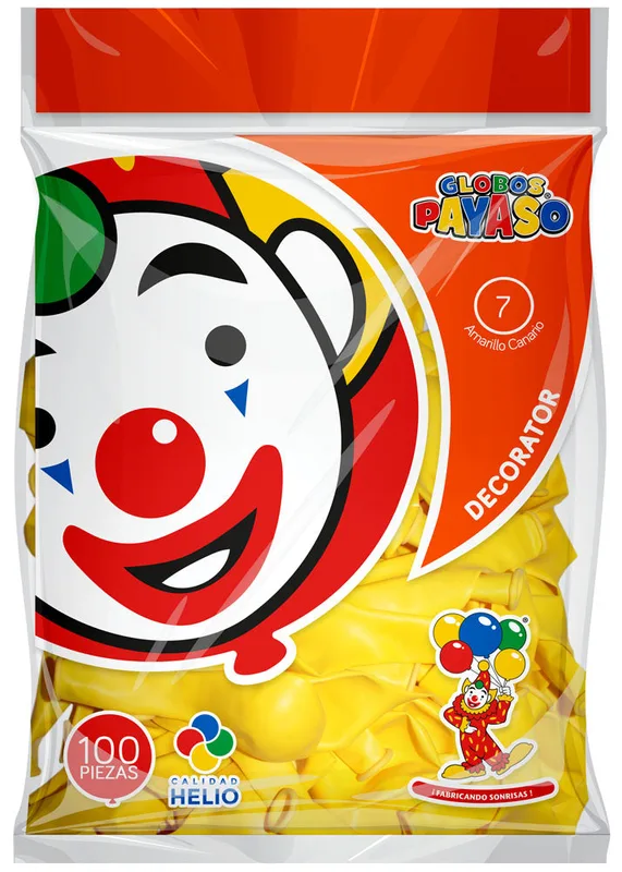 Globos Payaso #7 AMARILLO bolsa con 100 piezas