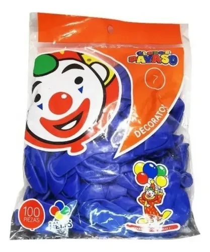 Globos Payaso #7 AZUL ROYAL bolsa con 100 piezas