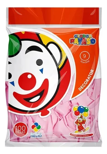 Globos Payaso #9 ROSA BEBÉ bolsa con 100 piezas
