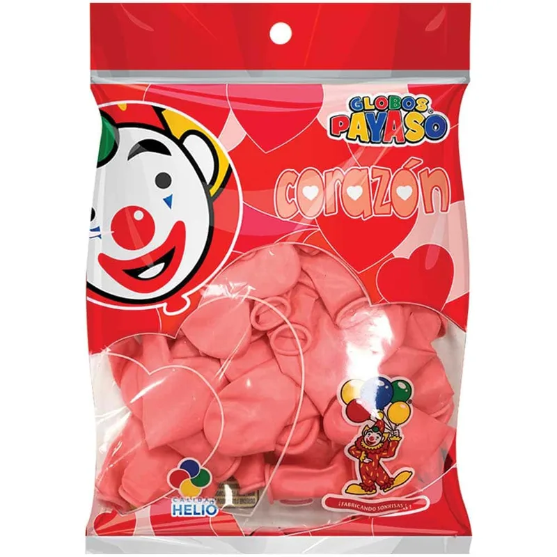 Globos Payaso CORAZÓN ROJO bolsa con 50 piezas