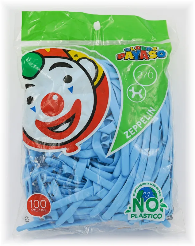 Globos Payaso Largo AZUL bolsa con 100 piezas