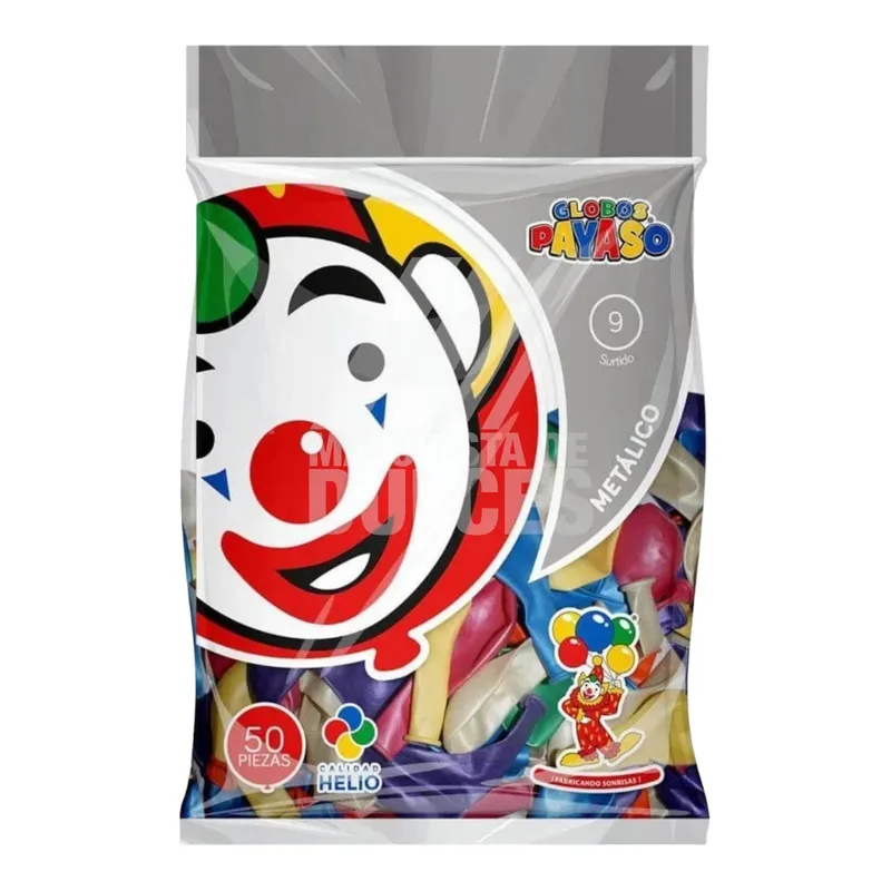 Globos Payaso Metálico #9 SURTIDO bolsa con 50