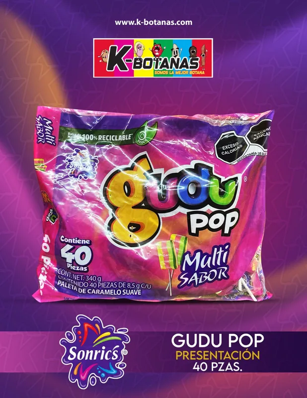 GUDU POP MULTI SABOR 40 pzas 340gr