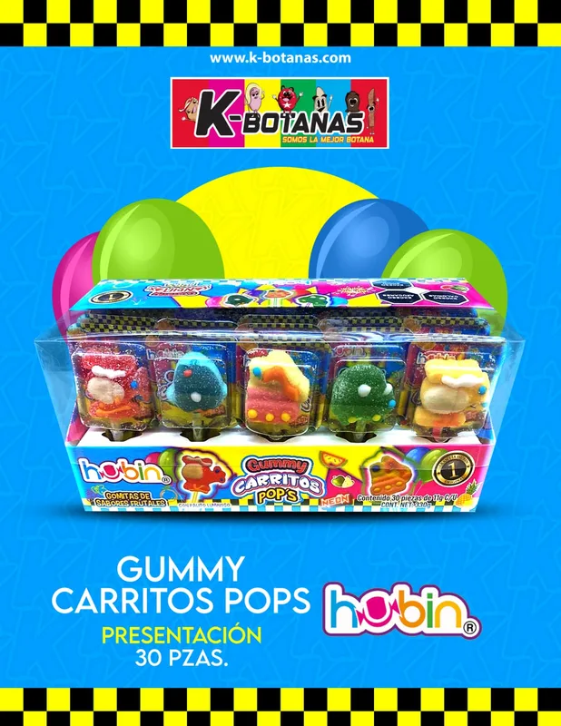 HUBIN GUMMY CARRITOS POPS 30 PZAS