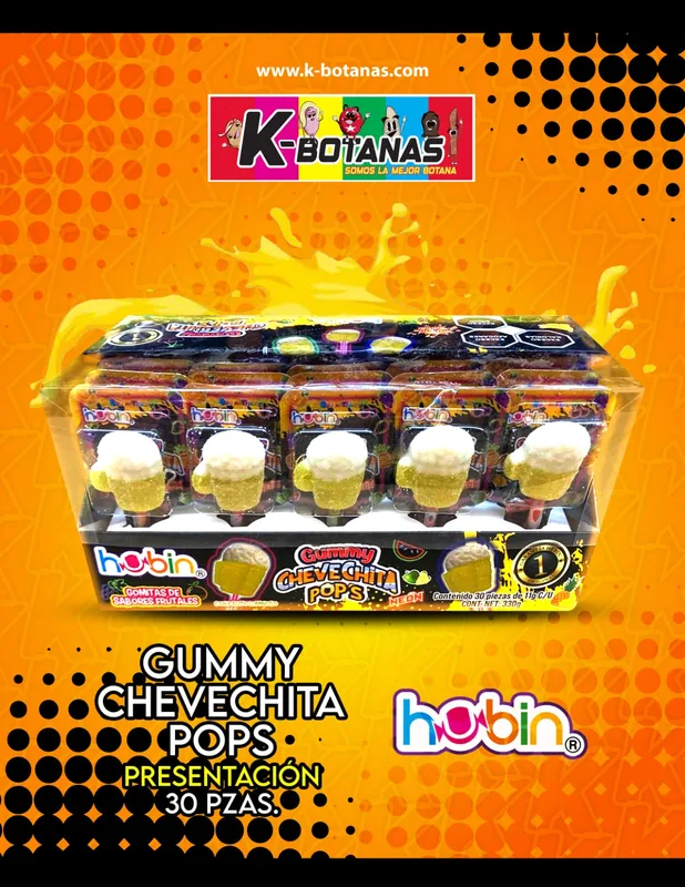 HUBIN GUMMY CHEVECHITA POPS 30 PZAS