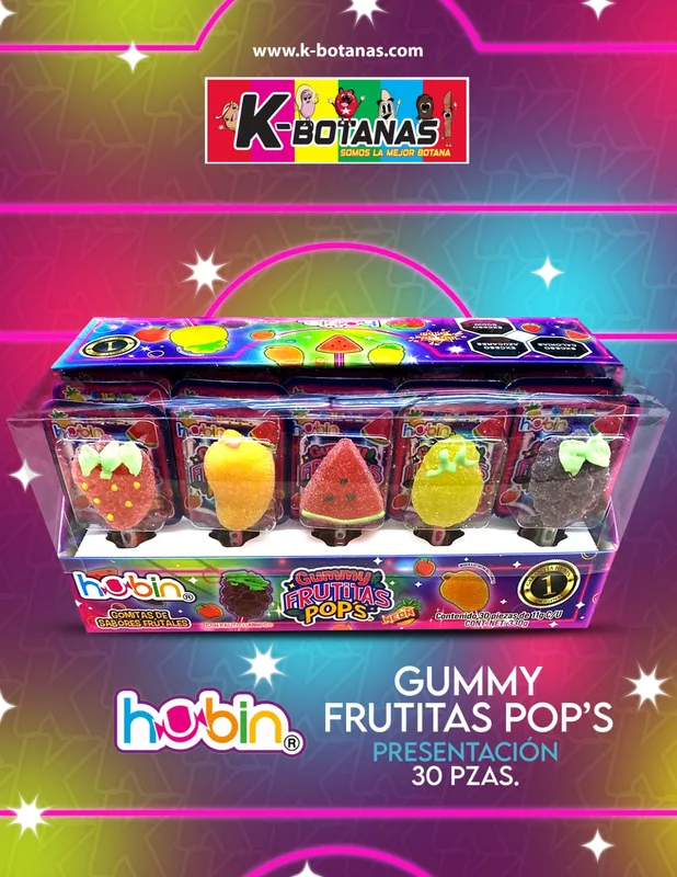 HUBIN GUMMY FRUTITAS POP´S 30 PZAS