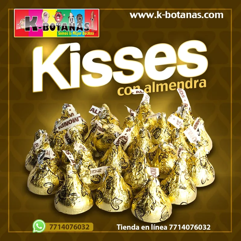 Kisses Hershey con Almendra (Dorado)  .900 gr