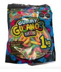 Las Delicias gomitas Gusanos NEÓN bolsa con 1 kilo