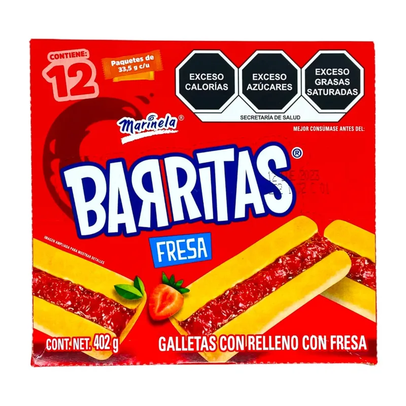 Marinela galletas Barritas FRESA paquete con 12 piezas