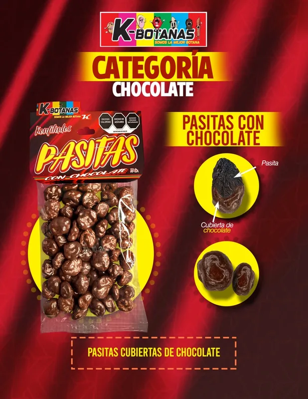 Konfitados Pasitas con Chocolate 75 Gr.