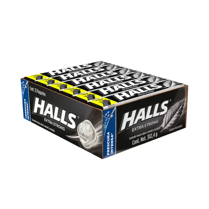 Pastilla halls Extra Strong paquete con 12pzs Adams