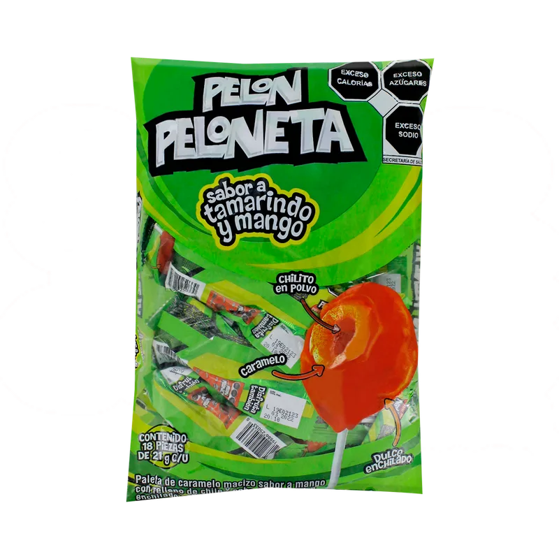 Peloneta paleta Tamarindo con Mango bolsa con 18 piezas