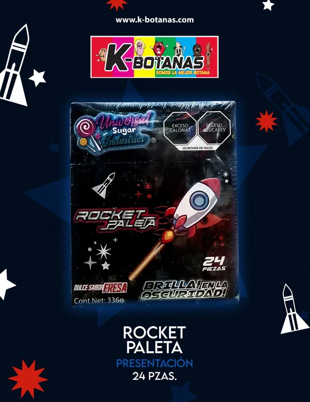 UNIVERSAL SUGAR INDUSTRIES ROCKET PALETA 24 PZAS
