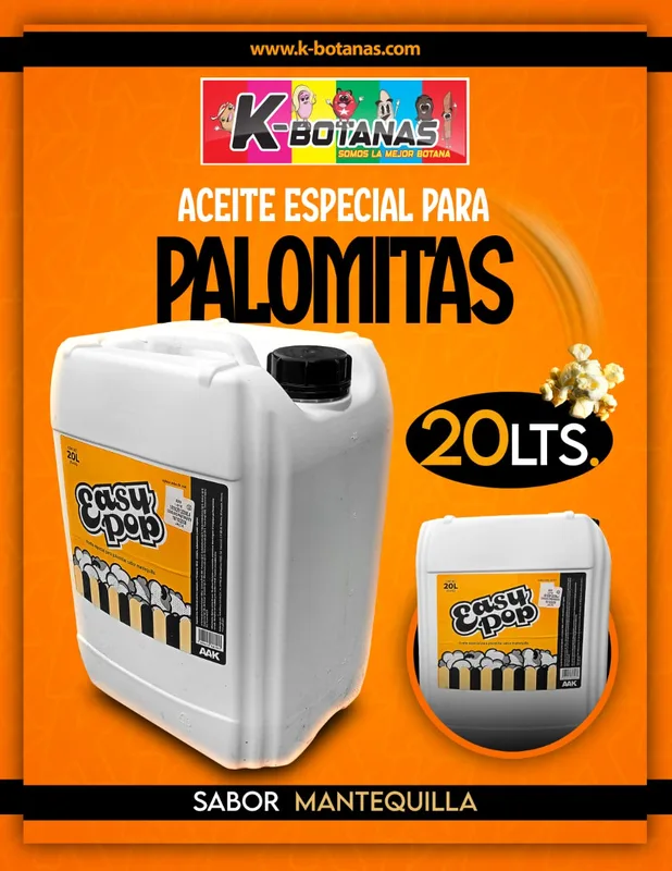 Aceite Easy Pop Mantequilla 20 L | Rendimiento Profesional para Palomitas
