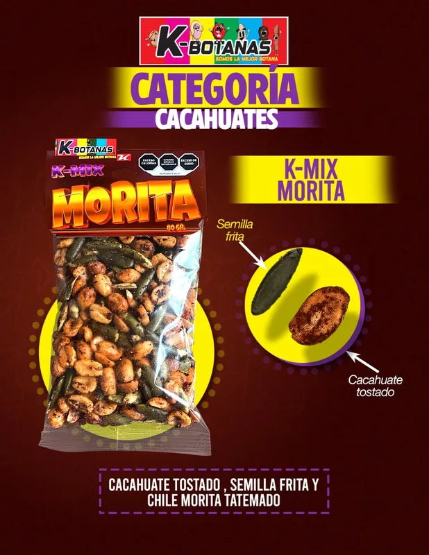 Cacahuate Mix Morita 80g – Mezcla Crujiente con Chile Tatemado